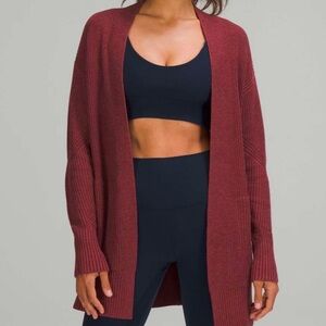 🩷NWT LULULEMON CASHLU SWEATER WRAP IN HEATHERED MULLED WINE M/L